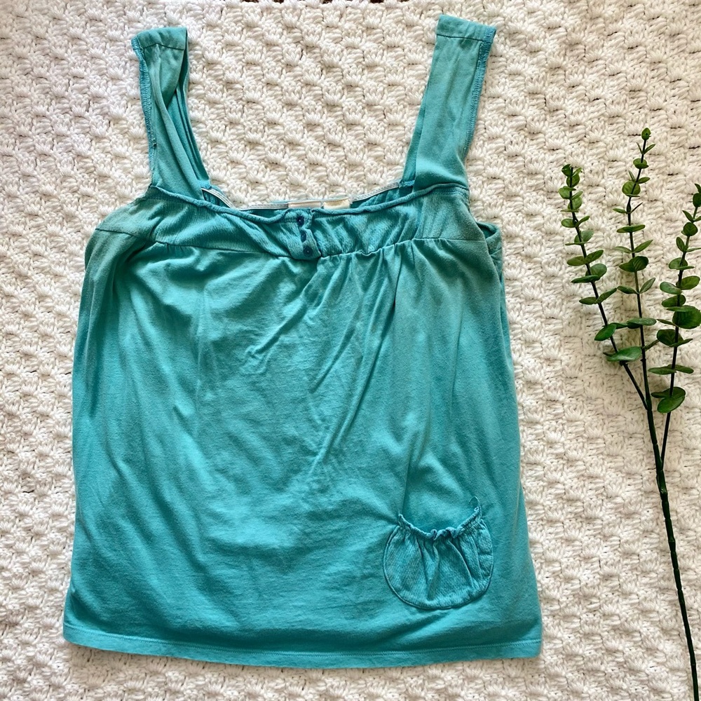3 for $25! Aqua sleeveless peasant top